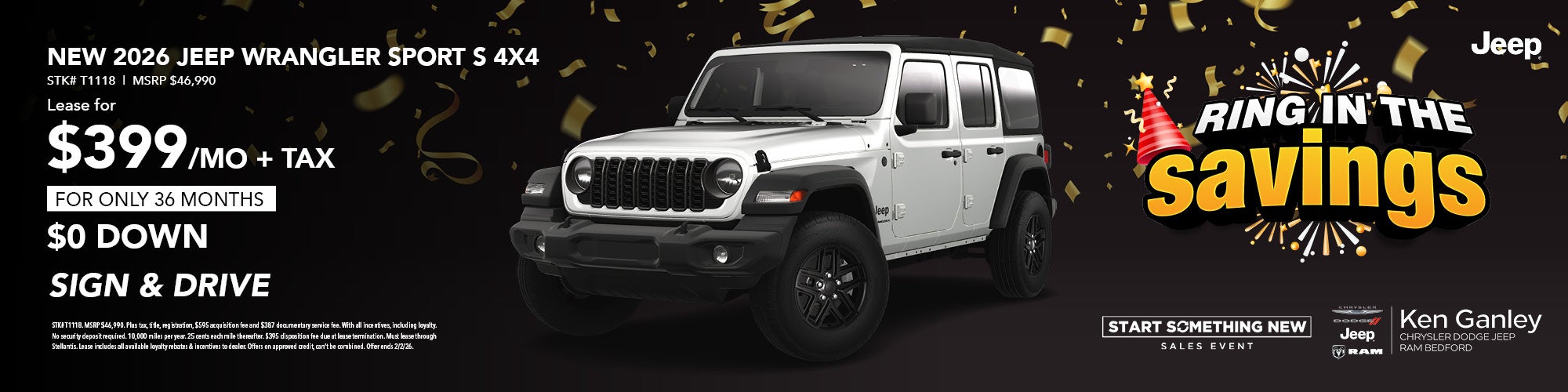 New 2026 Jeep Wrangler Sport S 4x4