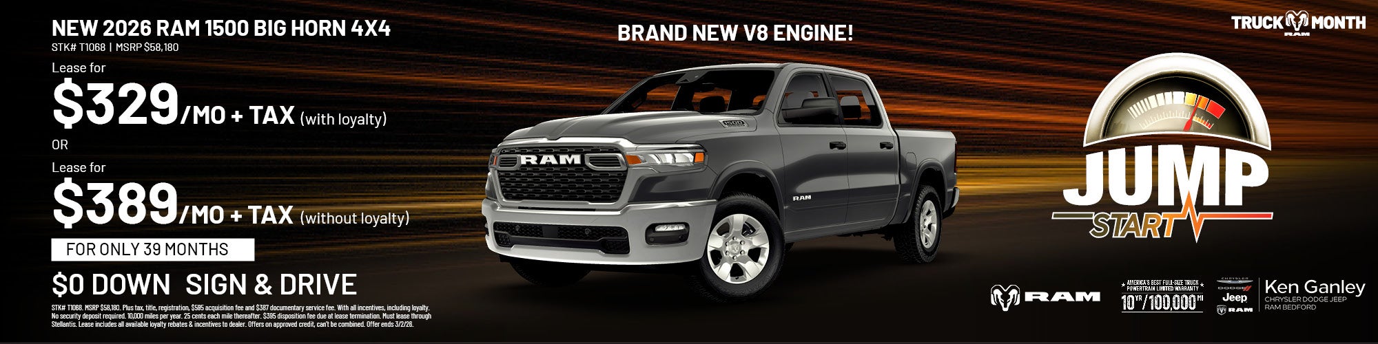 New 20206 Ram 1500 Big Horn 4x4 – BRAND NEW V8 ENGINE!